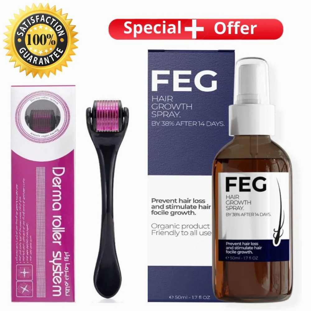 FEG Hair Growth Spray Plus Derma Roller, Suitable For Both Men and Women